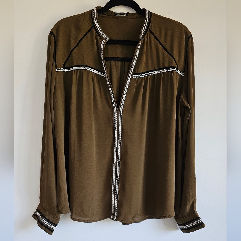 Greylin Army Brown/Green Blouse L Large